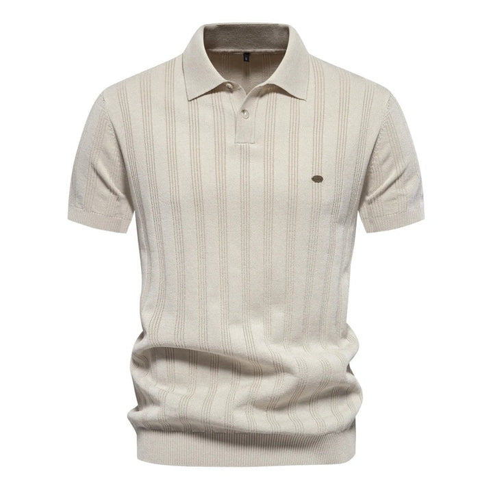 Męska koszulka polo w paski z dzianiny | Stylowa 0