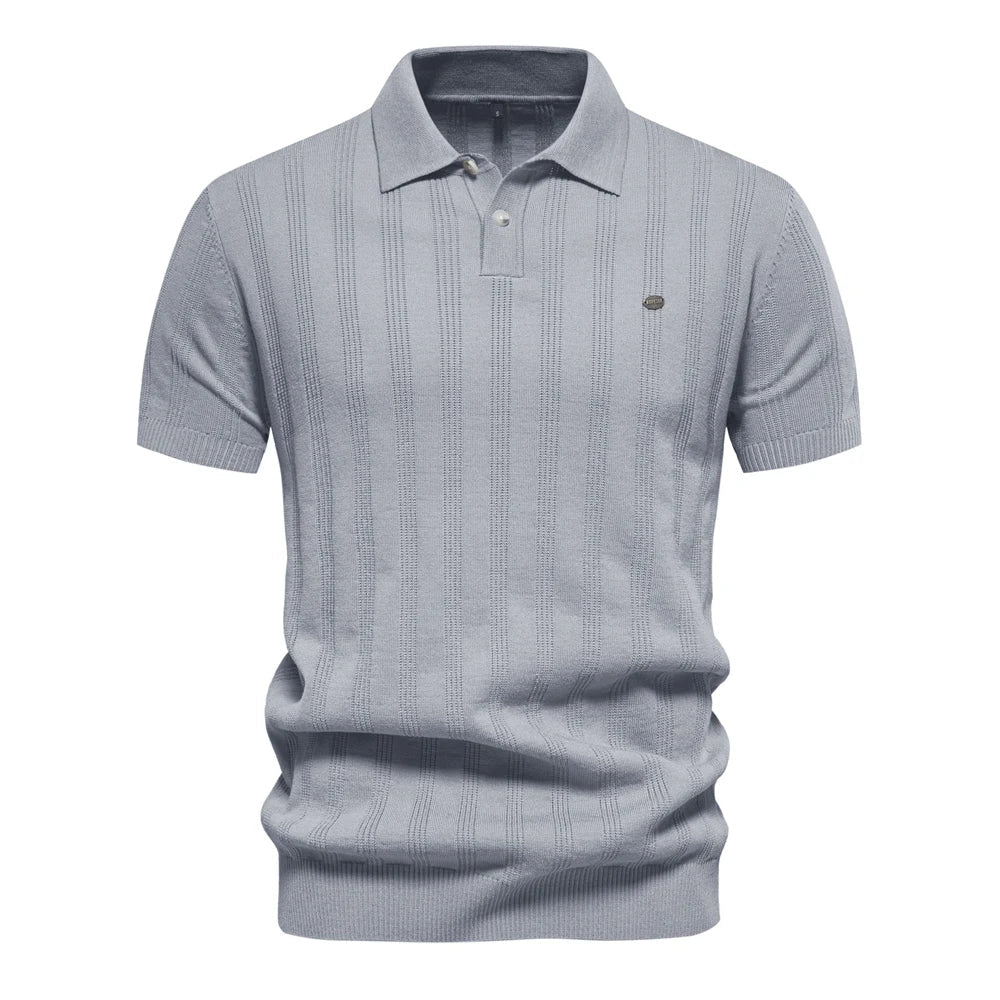 Męska koszulka polo w paski z dzianiny | Stylowa 1