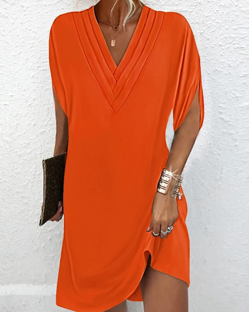 Kornelia | Women's Loose Mini Dress with V-Neckline