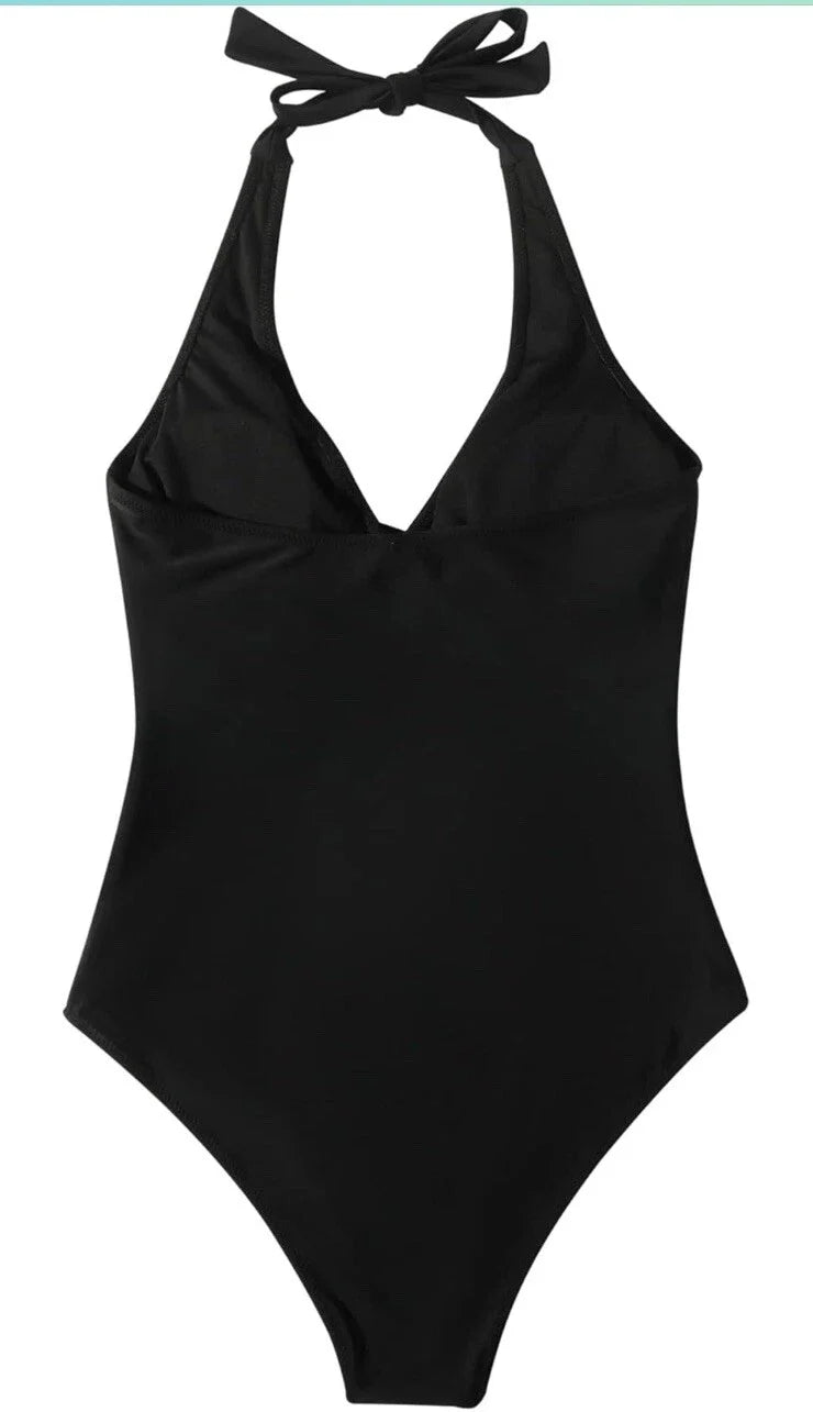 Damski Kostium Kąpielowy | Regularny Krój | Halter V-Neck | Jednoczęściowy Model