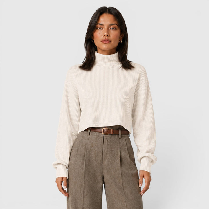 Elise | Damski Sweter w Dzianinowym Stylu z Golfem i Luźnym Krojem