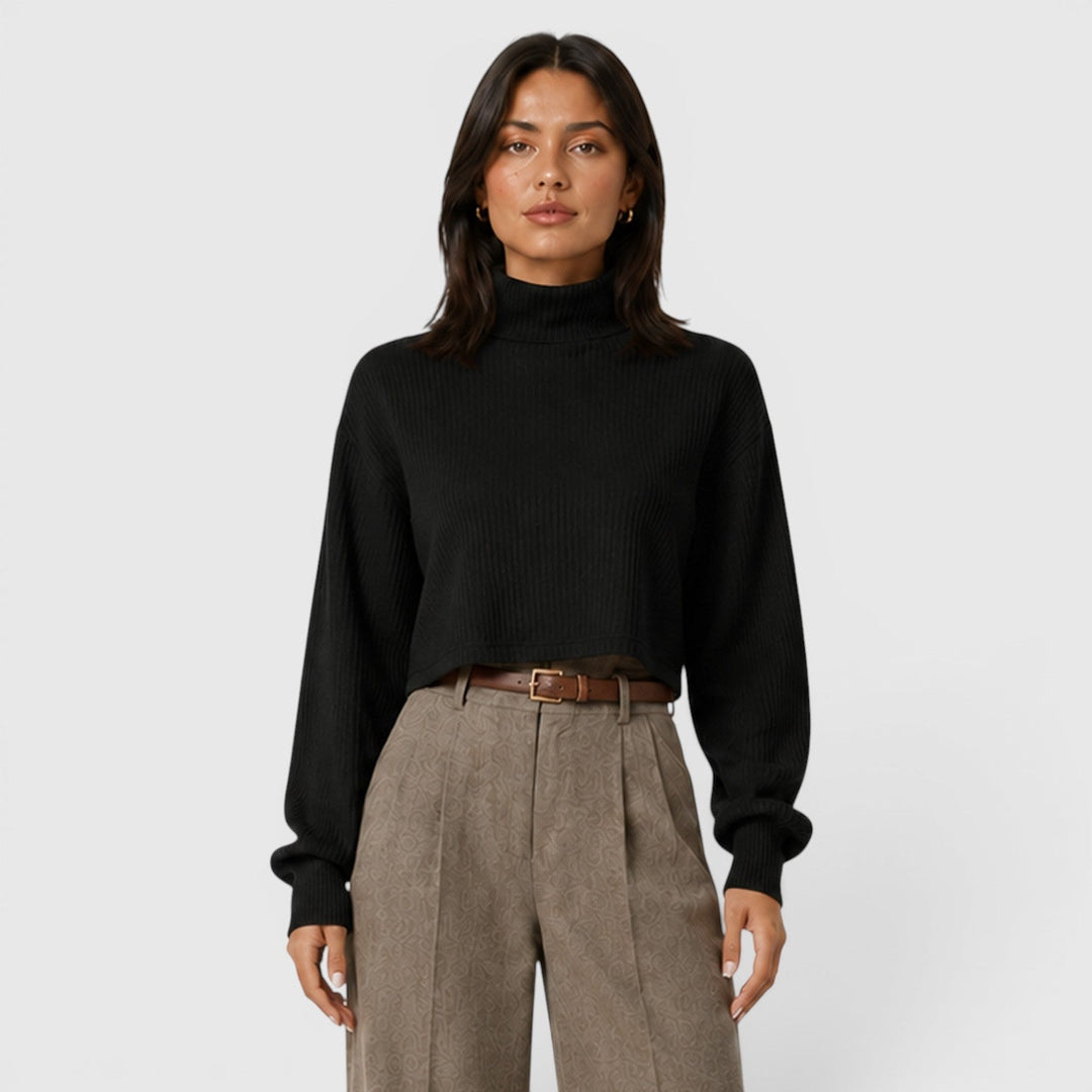 Elise | Damski Sweter w Dzianinowym Stylu z Golfem i Luźnym Krojem