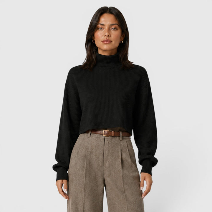 Elise | Damski Sweter w Dzianinowym Stylu z Golfem i Luźnym Krojem