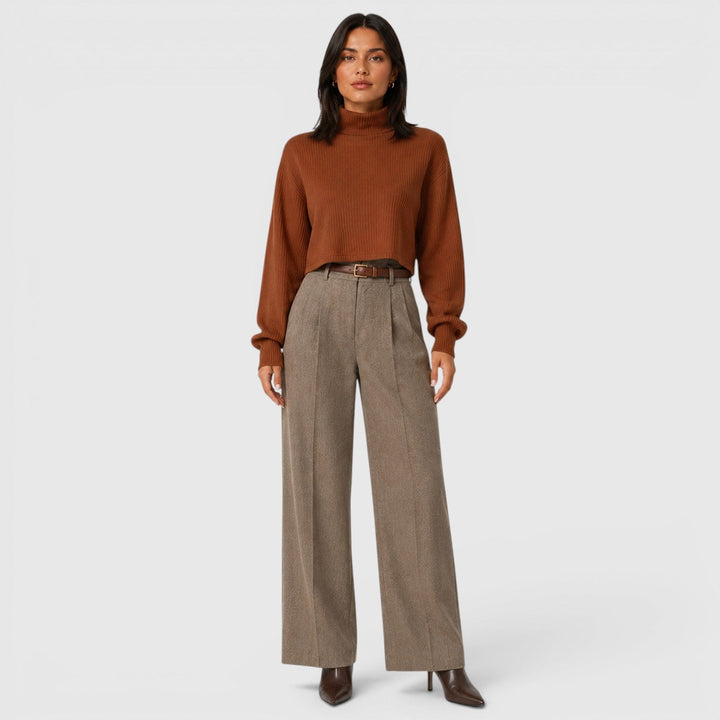Elise | Damski Sweter w Dzianinowym Stylu z Golfem i Luźnym Krojem