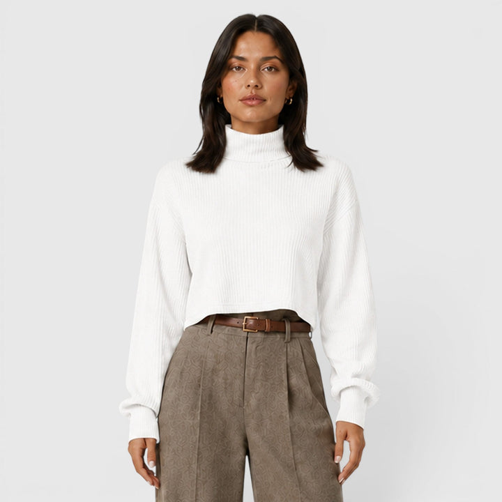 Elise | Damski Sweter w Dzianinowym Stylu z Golfem i Luźnym Krojem
