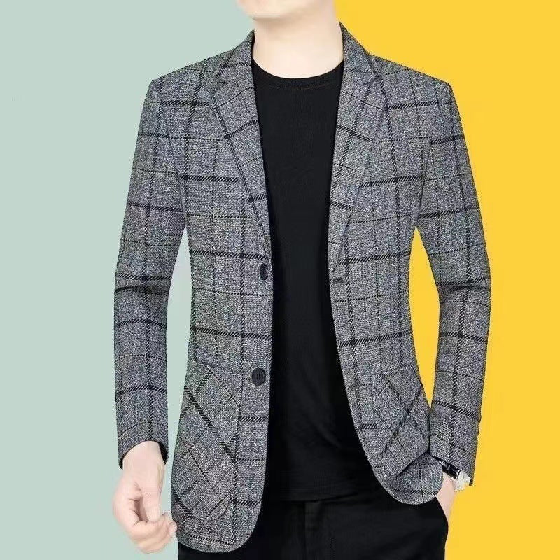 Men's Blazer | Regular Fit Checkered Blazer | Two-Button Closure | Smart Casual Style