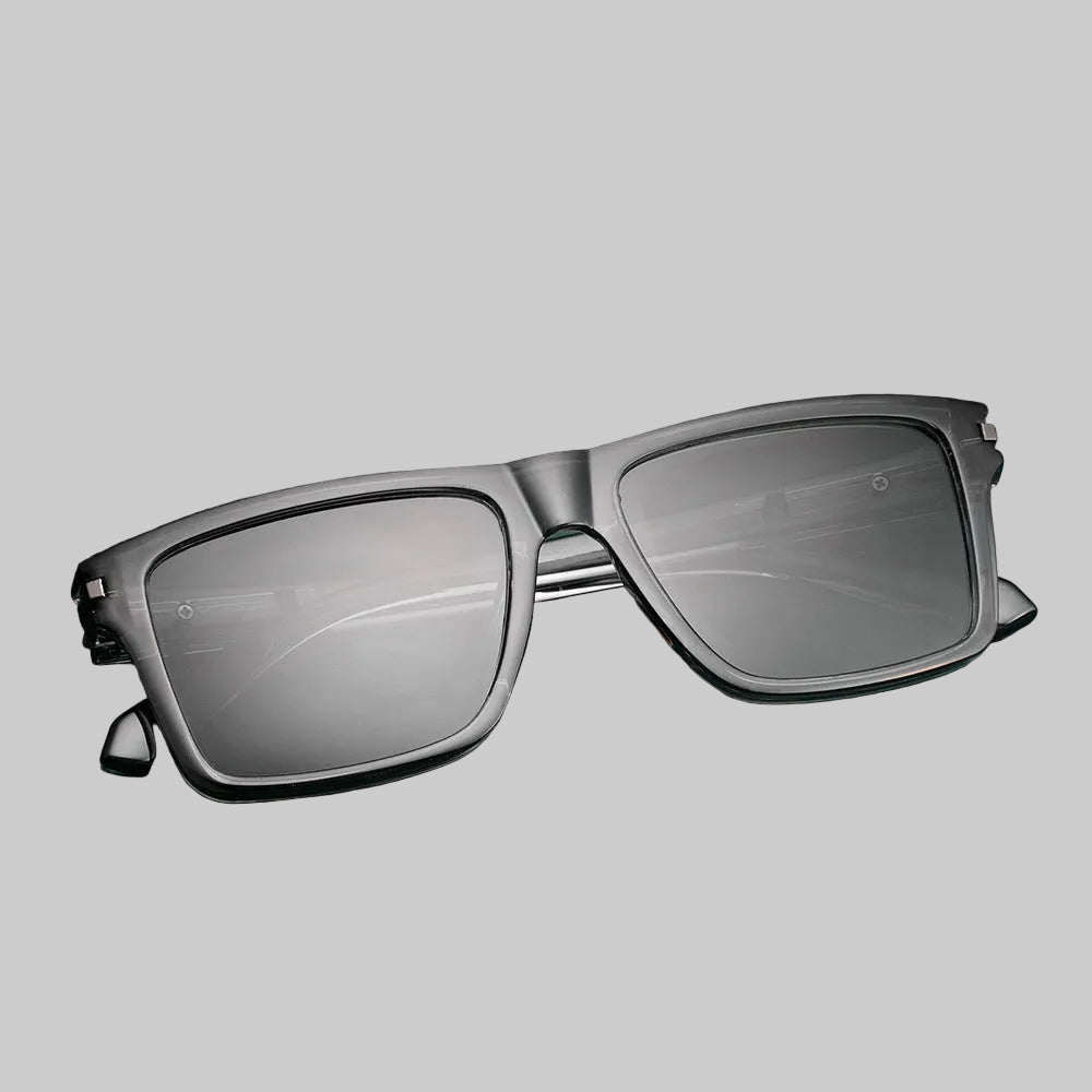 Men's Square Transparent Style Full Frame Sunglasses | Dark Lenses