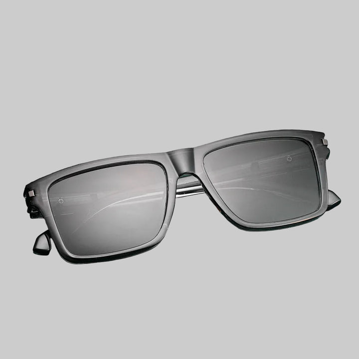 Men's Square Transparent Style Full Frame Sunglasses | Dark Lenses