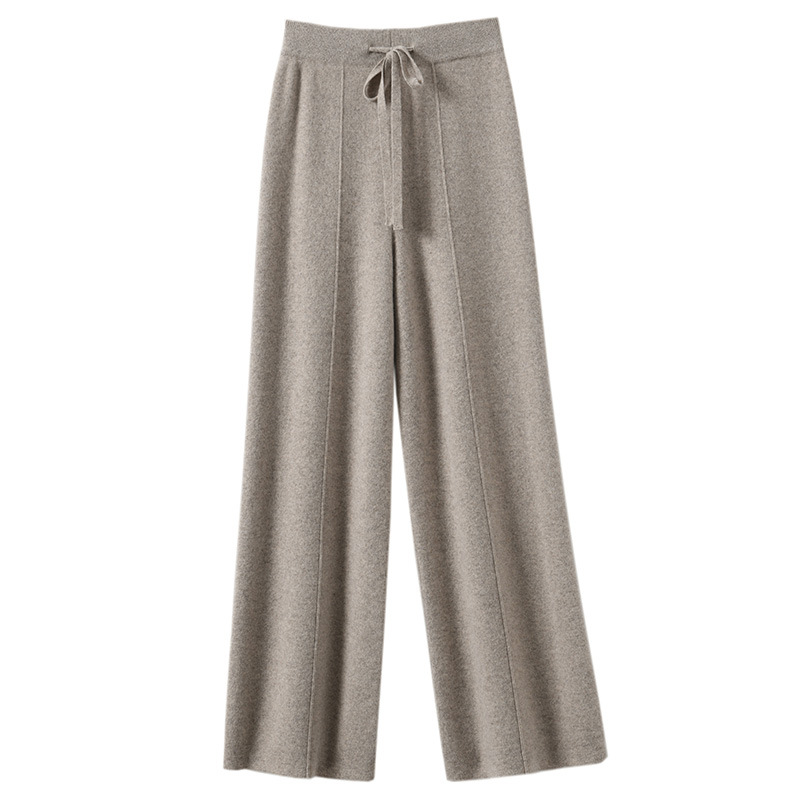 Women's High-Waisted Pants with Wide Legs and Drawstring | Casual Style