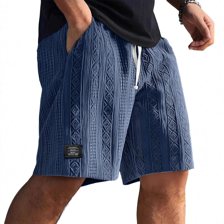 Men's Casual Shorts | Textured Pattern Shorts | Drawstring Adjustment | Relaxed Everyday Style
