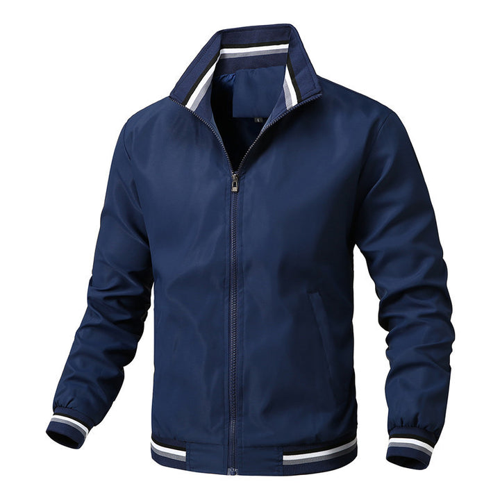 Men's Long Sleeve Zip-Up Jacket with Ribbing | Casual Style