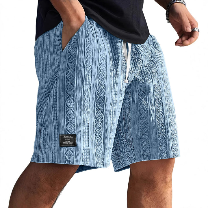 Men's Casual Shorts | Textured Pattern Shorts | Drawstring Adjustment | Relaxed Everyday Style