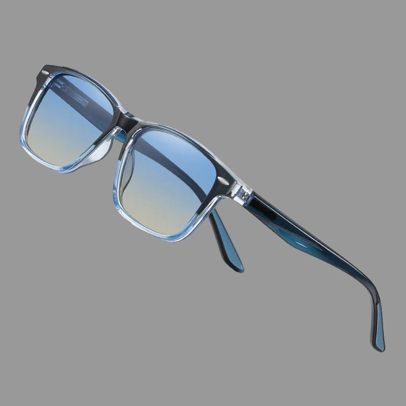 Men's Square Gradient Lenses Full Frame Sunglasses | Blue Tinted Lenses