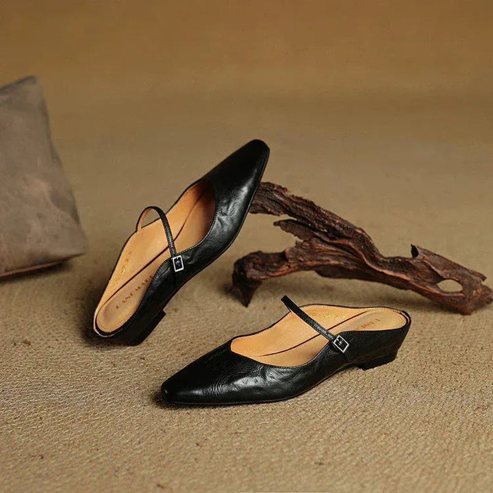 Kirelyn | Damskie Baleriny Slingback ze Szpiczastym Noskiem, Smukłym Paskiem i Niskim Obcasem