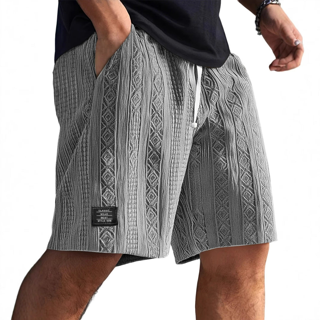 Men's Casual Shorts | Textured Pattern Shorts | Drawstring Adjustment | Relaxed Everyday Style