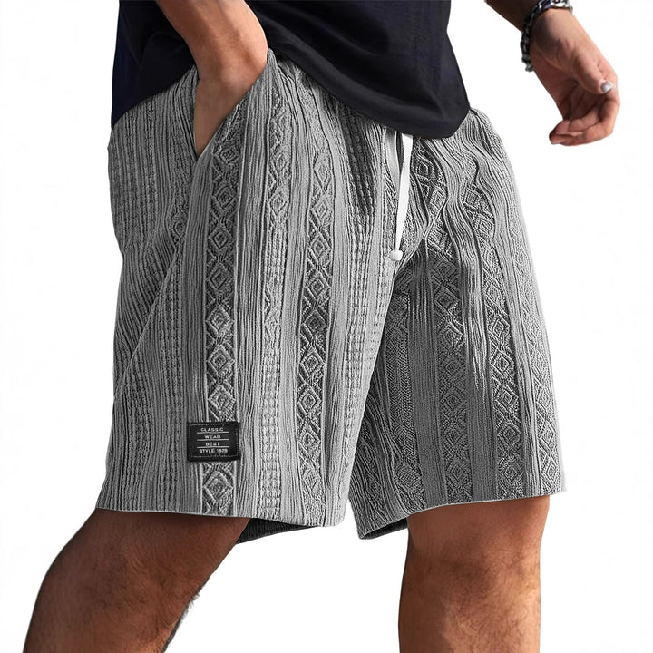 Men's Casual Shorts | Textured Pattern Shorts | Drawstring Adjustment | Relaxed Everyday Style