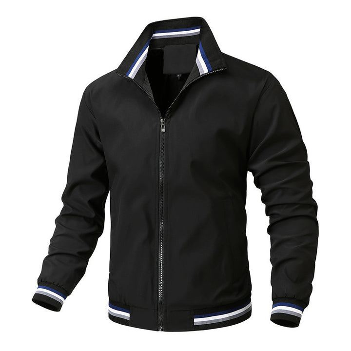 Men's Long Sleeve Zip-Up Jacket with Ribbing | Casual Style