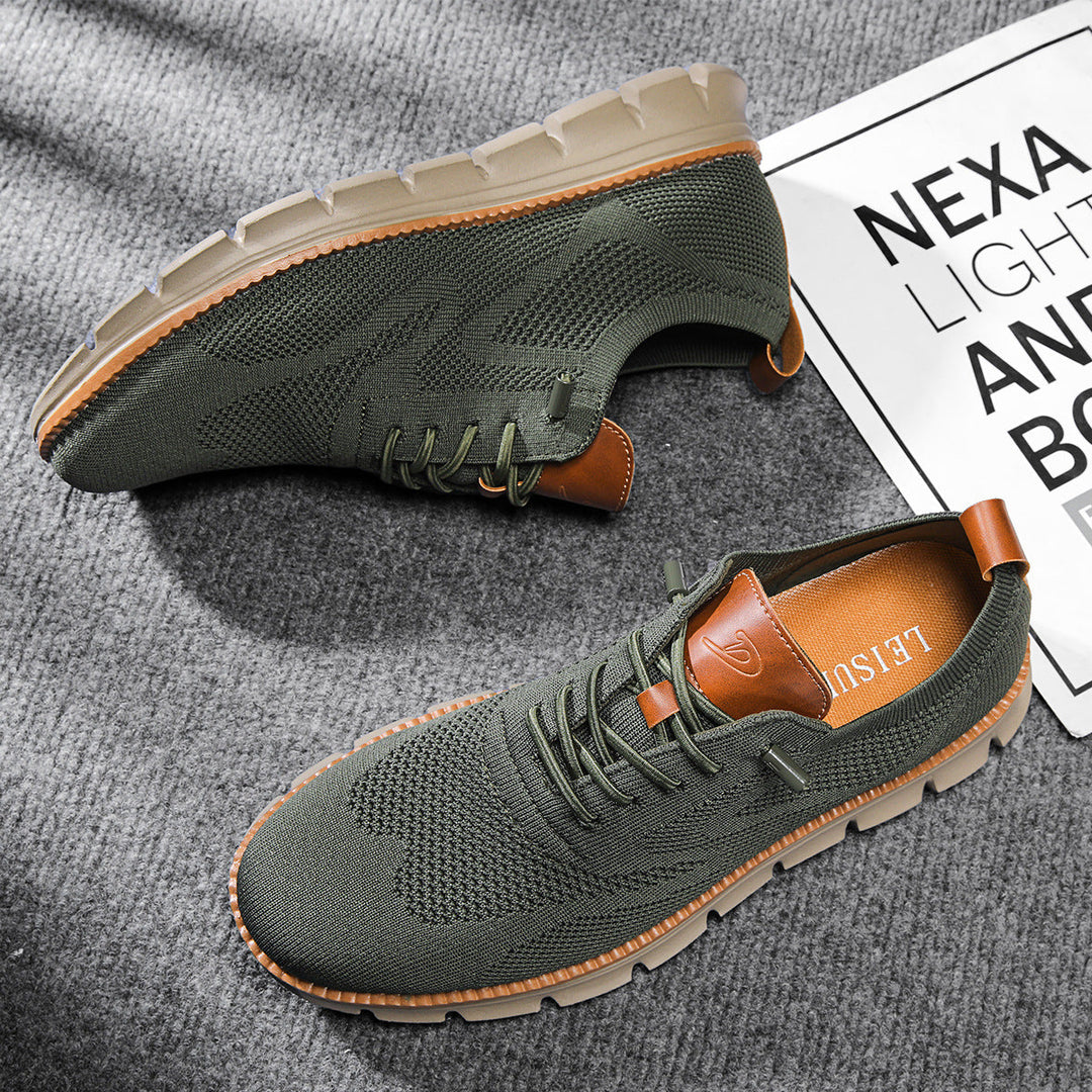 Men's Knit Sneakers Elastic Sole Lace-Up Closure | Casual Footwear