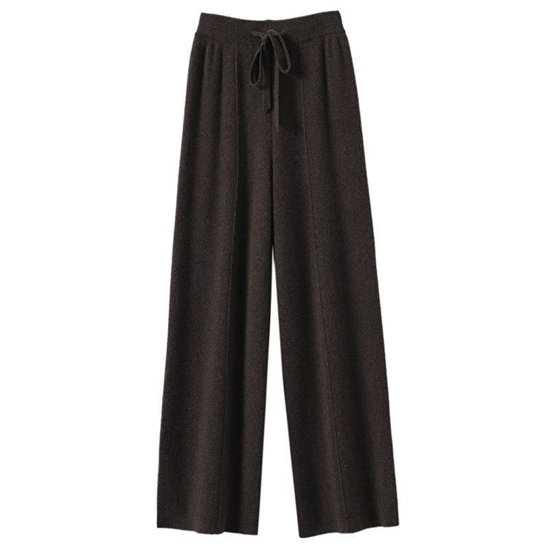 Women's High-Waisted Pants with Wide Legs and Drawstring | Casual Style