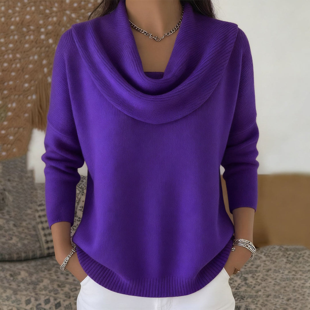 Damski sweter z golfem w jesiennej stylizacji