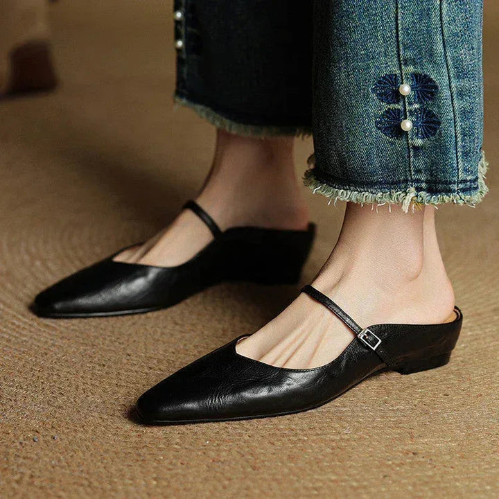 Kirelyn | Damskie Baleriny Slingback ze Szpiczastym Noskiem, Smukłym Paskiem i Niskim Obcasem