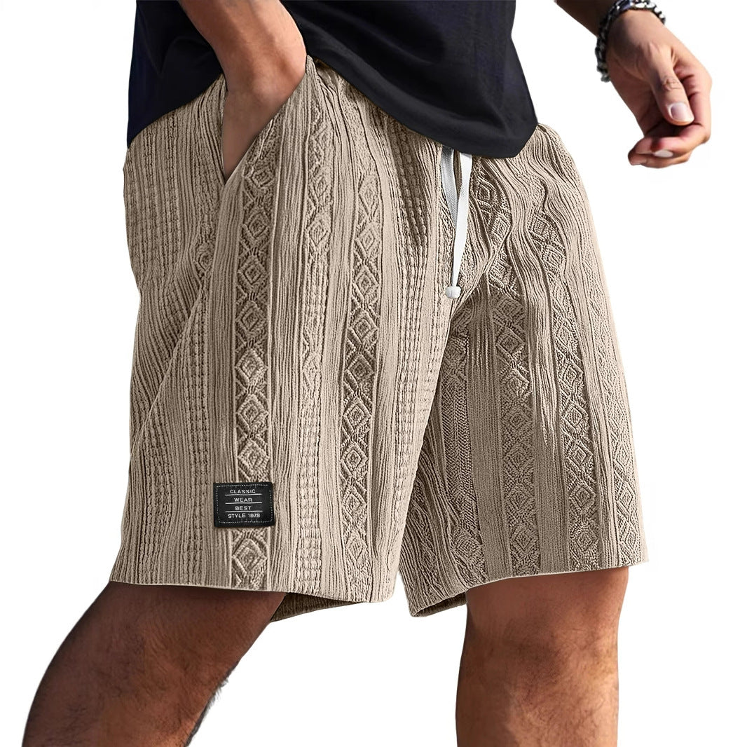 Men's Casual Shorts | Textured Pattern Shorts | Drawstring Adjustment | Relaxed Everyday Style