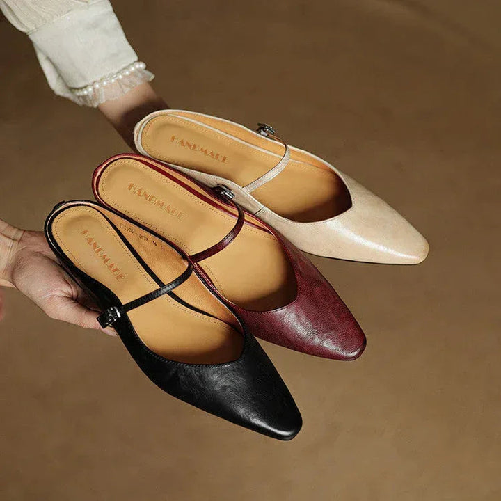 Kirelyn | Damskie Baleriny Slingback ze Szpiczastym Noskiem, Smukłym Paskiem i Niskim Obcasem