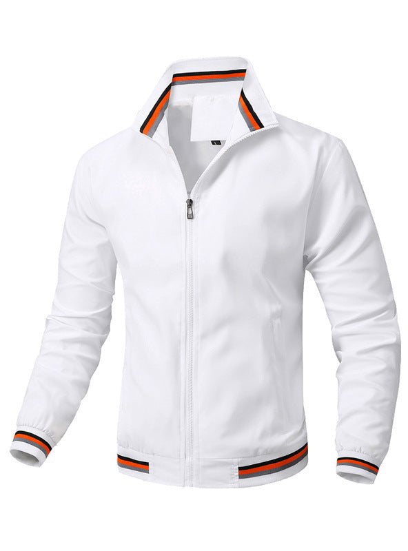 Men's Long Sleeve Zip-Up Jacket with Ribbing | Casual Style