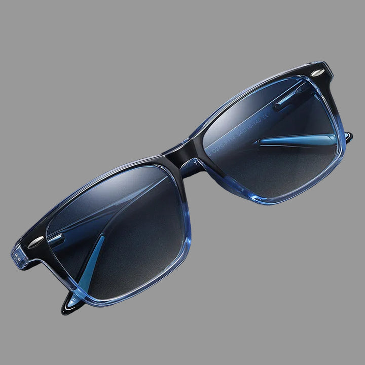Men's Square Gradient Lenses Full Frame Sunglasses | Blue Tinted Lenses
