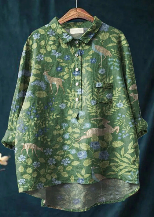 Alicja | Women's Vintage Floral-Patterned Blouse with Buttons