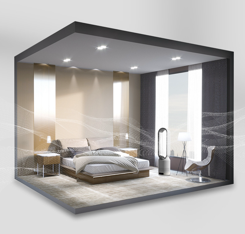 Portable Air Purifier | Bladeless Tower Fan | Multi-Stage Filtration System | Modern Interior Style