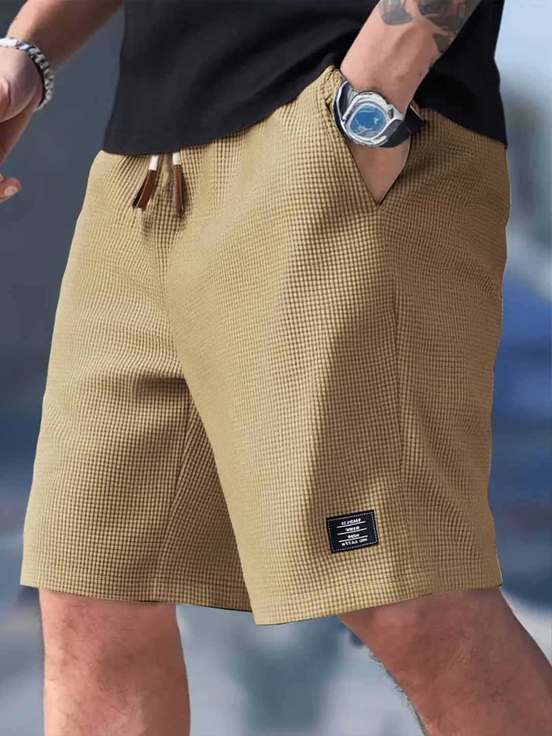 Męskie Szorty Casual | Luźne Szorty Na Lato | Regulowane Wiązanie w Pasie | Swobodny Styl Na Co Dzień