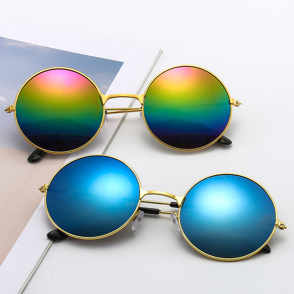 Męskie Okulary Przeciwsłoneczne | Okrągła Oprawka | Lekka Konstrukcja w Stylu Metalowym | Styl Retro Casual