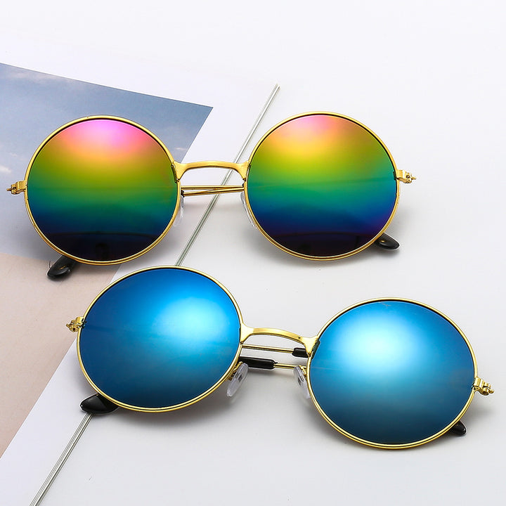 Męskie Okulary Przeciwsłoneczne | Okrągła Oprawka | Lekka Konstrukcja w Stylu Metalowym | Styl Retro Casual