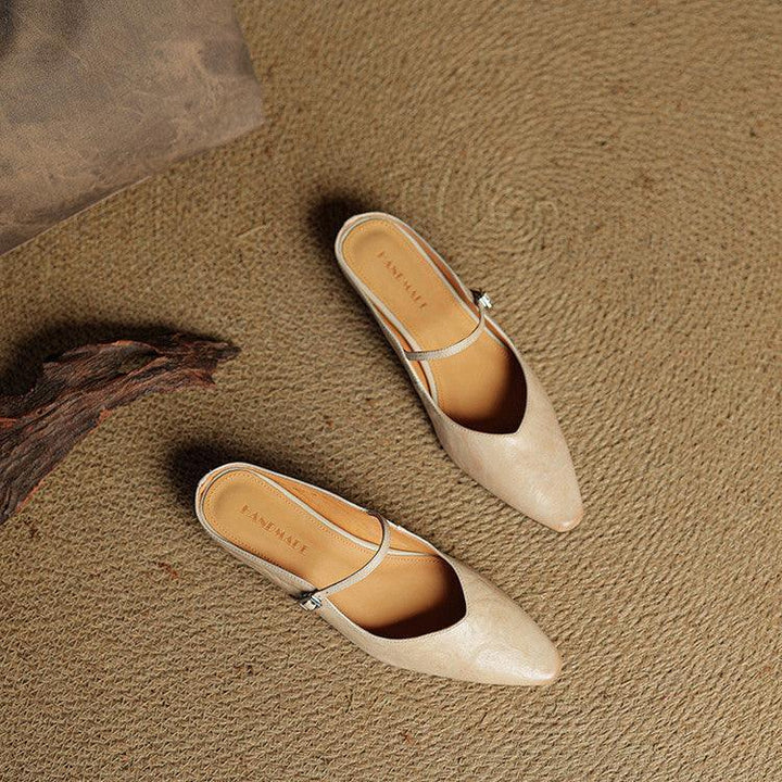 Kirelyn | Damskie Baleriny Slingback ze Szpiczastym Noskiem, Smukłym Paskiem i Niskim Obcasem