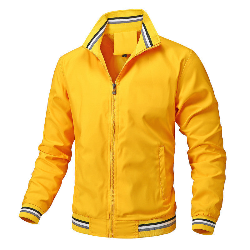 Men's Long Sleeve Zip-Up Jacket with Ribbing | Casual Style
