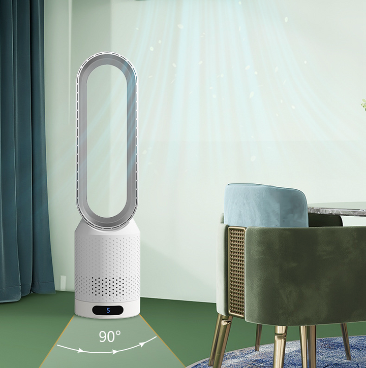 Portable Air Purifier | Bladeless Tower Fan | Multi-Stage Filtration System | Modern Interior Style