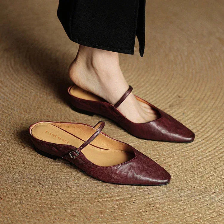 Kirelyn | Damskie Baleriny Slingback ze Szpiczastym Noskiem, Smukłym Paskiem i Niskim Obcasem