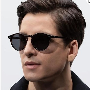 Men's Sunglasses | Round Frame | Dark Tinted Lenses | Modern Minimalist Style