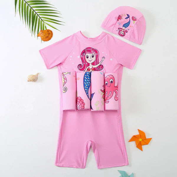 Children's Swimsuit with Buoyancy Vest | UV Swimwear | Short Sleeves | Beach and Pool