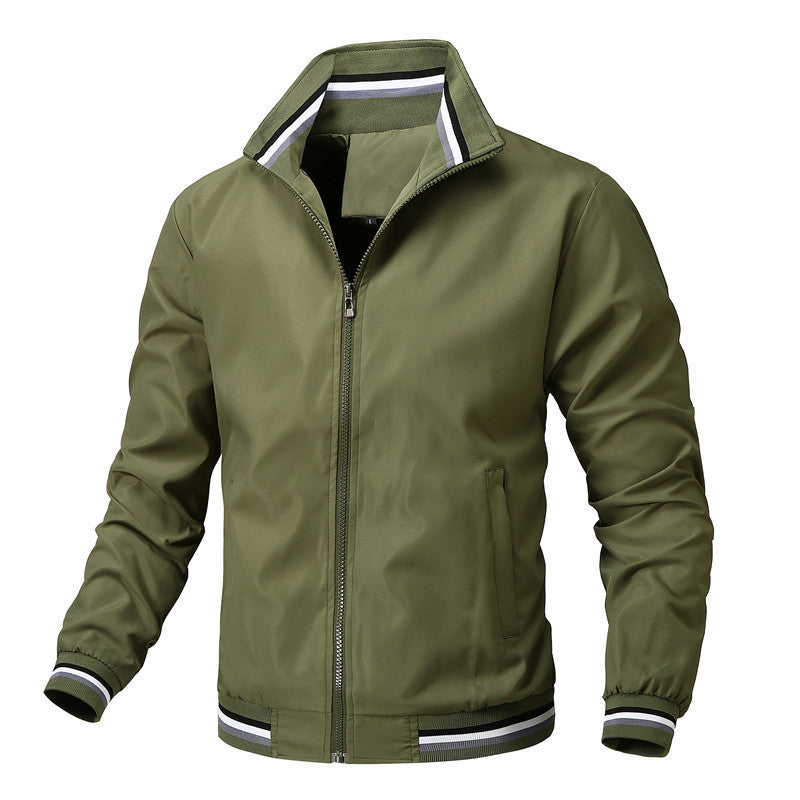 Men's Long Sleeve Zip-Up Jacket with Ribbing | Casual Style