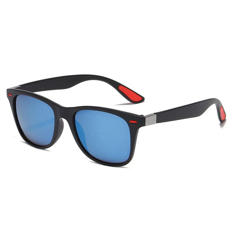 Men's Square Full-Rim Sports Style Sunglasses | Blue Lenses