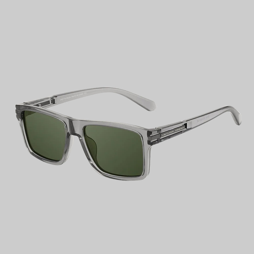 Men's Square Transparent Style Full Frame Sunglasses | Dark Lenses
