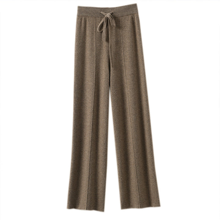 Women's High-Waisted Pants with Wide Legs and Drawstring | Casual Style