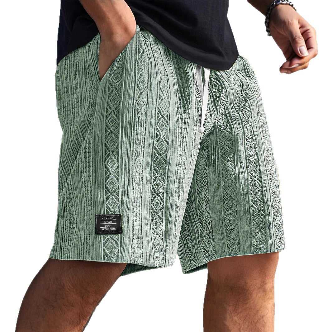 Men's Casual Shorts | Textured Pattern Shorts | Drawstring Adjustment | Relaxed Everyday Style