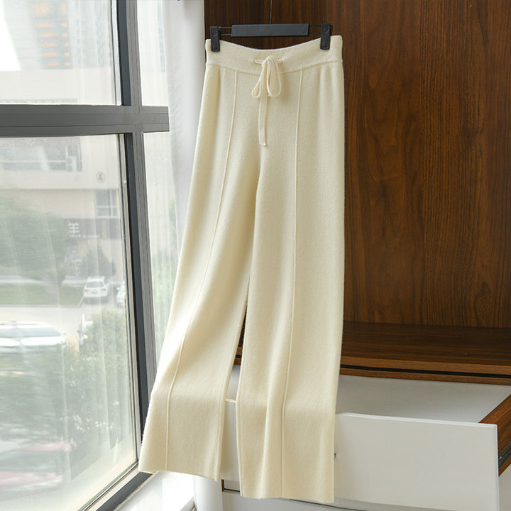 Women's High-Waisted Pants with Wide Legs and Drawstring | Casual Style