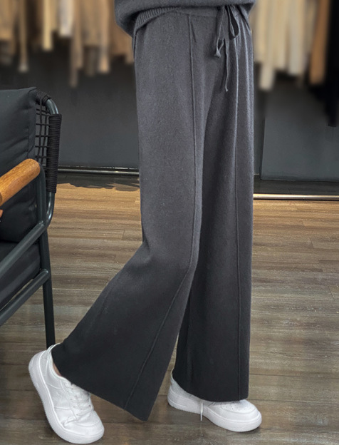 Women's High-Waisted Pants with Wide Legs and Drawstring | Casual Style