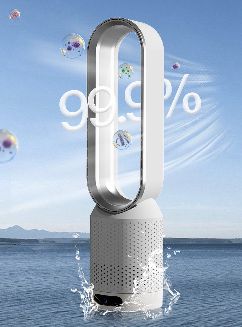 Portable Air Purifier | Bladeless Tower Fan | Multi-Stage Filtration System | Modern Interior Style