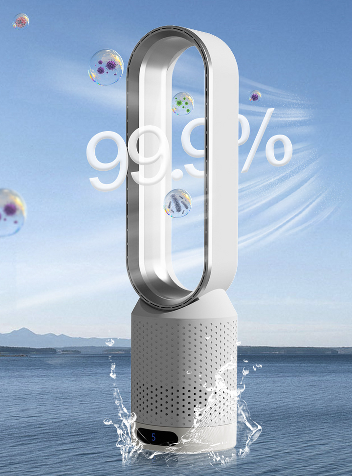 Portable Air Purifier | Bladeless Tower Fan | Multi-Stage Filtration System | Modern Interior Style