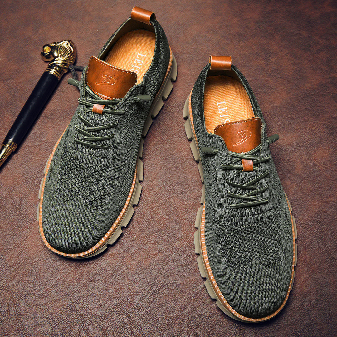Men's Knit Sneakers Elastic Sole Lace-Up Closure | Casual Footwear